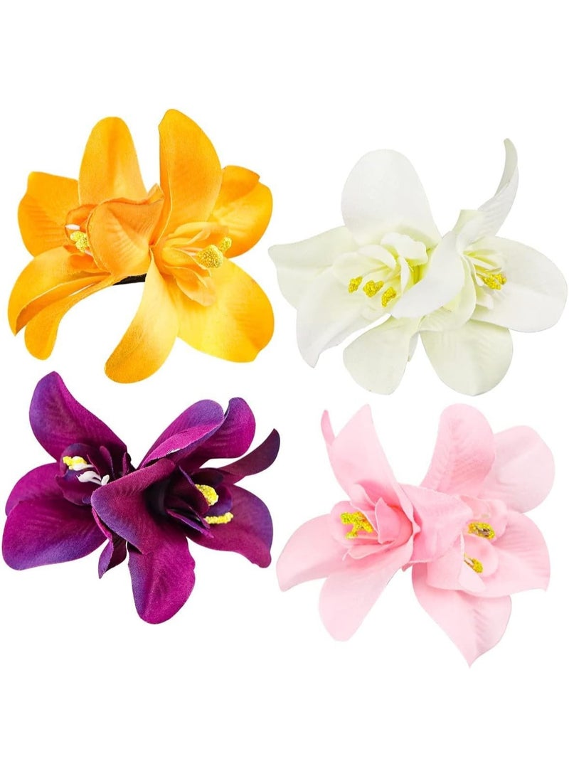 ChicAbode Bohemian Flower Hair Clips Hairpin, 5 Colors Artificial Tropical Flower Hair Clip, Bridal Hair Accessories Boho Hair Clip Hair Accessories For Women Girls Lady Bridal 5PCS - Image 1